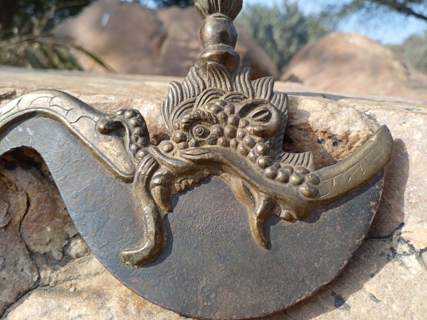 Antique Rare Buddhist Iron Wisdom Fire Ceremonial Kartika Blade,Sacred Buddhist Kartika Blade,Tantric Buddhist Knife,Buddhist Artifact