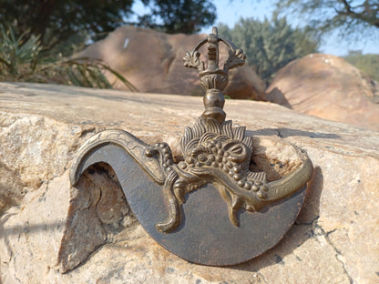 Antique Rare Buddhist Iron Wisdom Fire Ceremonial Kartika Blade,Sacred Buddhist Kartika Blade,Tantric Buddhist Knife,Buddhist Artifact
