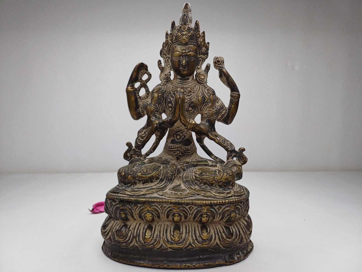 Vintage Hand-Made Brass Tibetan Buddhism Manjushree Boddhisattva Deity Statue,Divine Spiritual Sculpture,Buddhist Idol,Old Buddhist Artifact