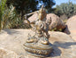 Vintage Hand-Made Brass Tibetan Buddhism Manjushree Statue: Flaming Sword of Enlightenment And Lotus of Knowledge, Old Buddhist Artifact
