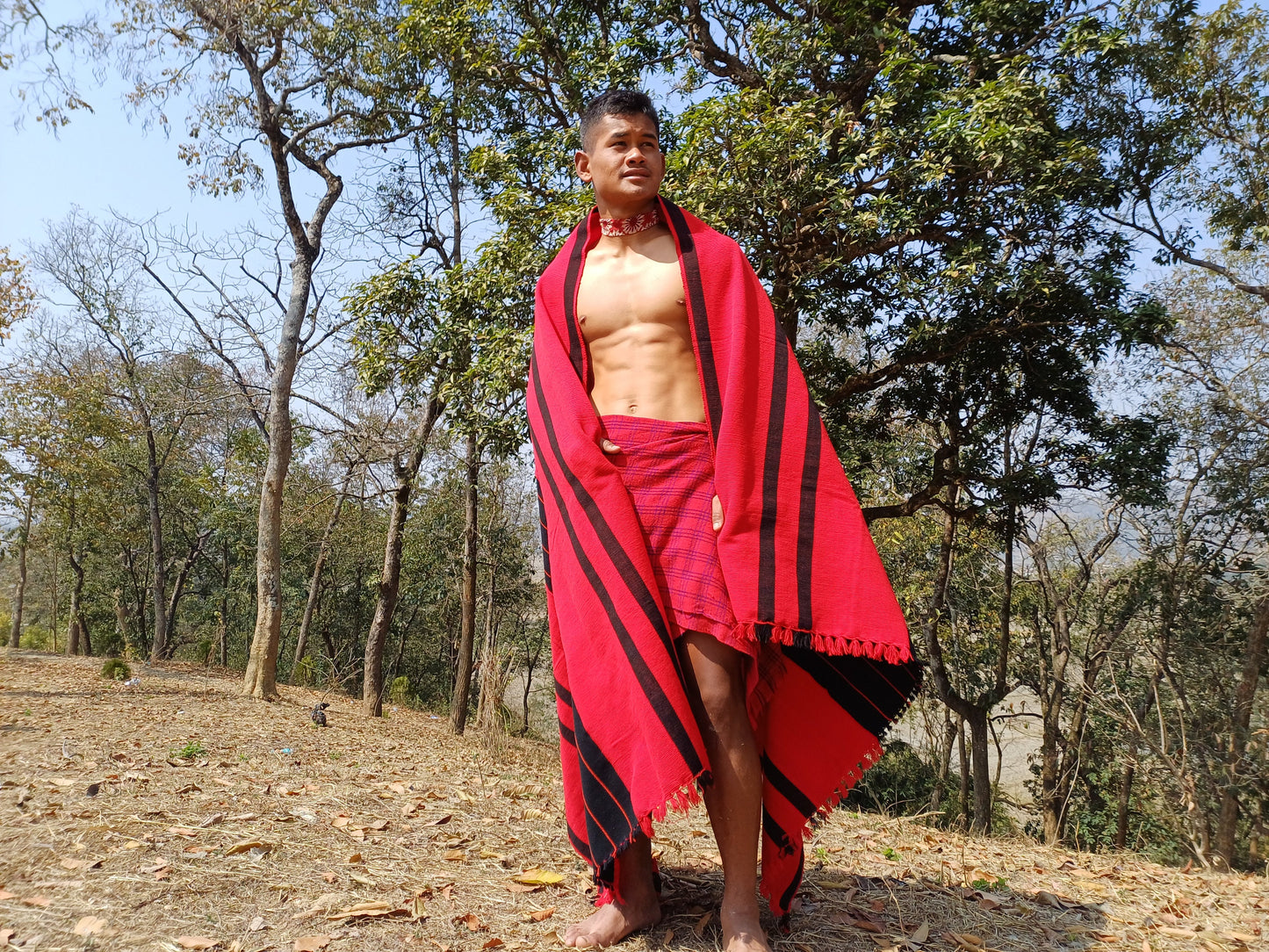 Handwoven Black And Red Naga Tribe Traditional Blanket,Ethnic Sofa Throw,Native Indian Cloth,Naga Tribes Shawl,Tribal Wall Decor