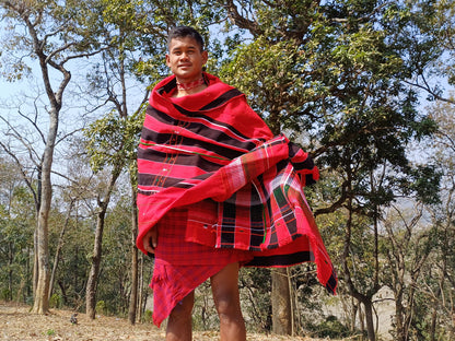 Handwoven Black And Red Naga Tribe Traditional Blanket,Ethnic Sofa Throw,Native Indian Cloth,Naga Tribes Shawl,Tribal Wall Decor
