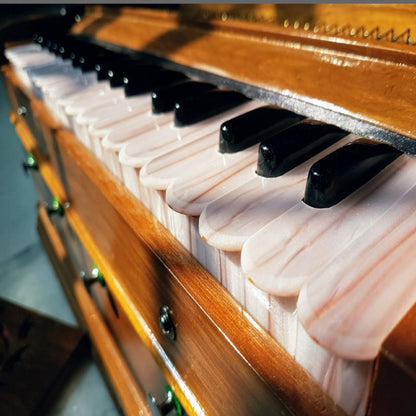 Professional Premium Scale Changer 3 Line 9 Scale Stopper 42 Keys 3.25 Octaves Coupler Teakwood Body Harmonium,Spiritual Kirtan Harmonium
