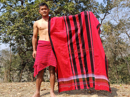 Handwoven Black And Red Naga Tribe Traditional Blanket,Ethnic Sofa Throw,Native Indian Cloth,Naga Tribes Shawl,Tribal Wall Decor