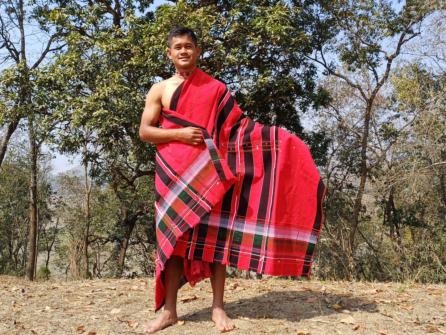 Handwoven Black And Red Naga Tribe Traditional Blanket,Ethnic Sofa Throw,Native Indian Cloth,Naga Tribes Shawl,Tribal Wall Decor
