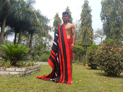 Large Thick Handwoven Black And Red Naga Tribe Traditional Blanket,Ethnic Sofa Throw,Native Indian Cloth,Naga Tribes Shawl,Tribal Wall Decor