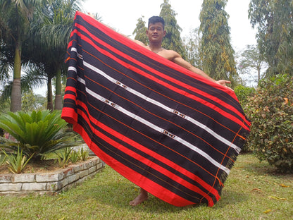 Large Thick Handwoven Black And Red Naga Tribe Traditional Blanket,Ethnic Sofa Throw,Native Indian Cloth,Naga Tribes Shawl,Tribal Wall Decor