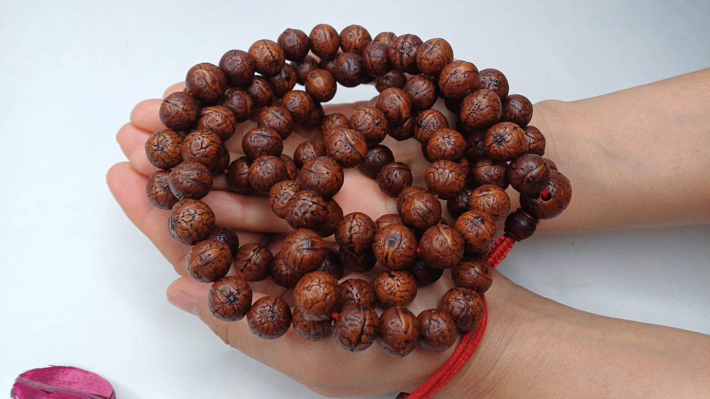 108 Antique Darked Phoenix One Eye Bodhi Seeds Mala,Buddhist beads,Tibetan Bodhi Beads,12mm Antique Prayer Mala,Nepali Bodhi Seed,Japa Mala