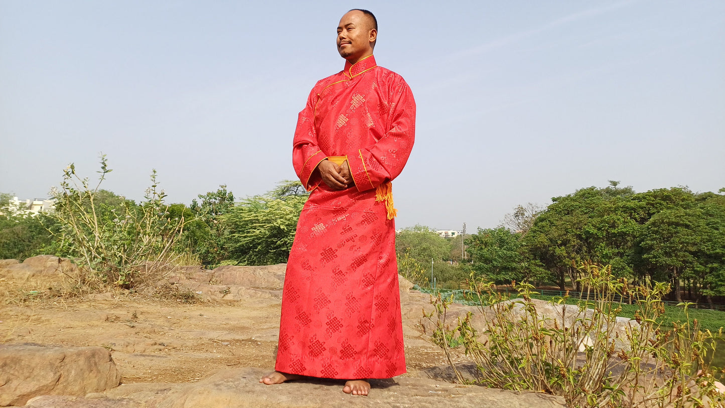 Long Layman Brocade Fabric Buddhist Meditation Robe,Buddhist Monk Robe,Monastery Style  Dress,Monk Costume,Temple clothing,Spiritual Dress