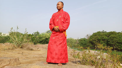 Long Layman Brocade Fabric Buddhist Meditation Robe,Buddhist Monk Robe,Monastery Style  Dress,Monk Costume,Temple clothing,Spiritual Dress