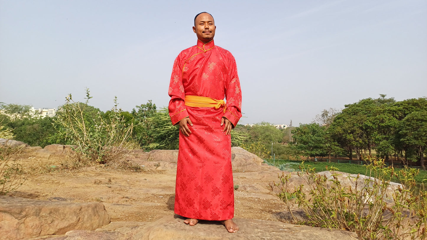 Long Layman Brocade Fabric Buddhist Meditation Robe,Buddhist Monk Robe,Monastery Style  Dress,Monk Costume,Temple clothing,Spiritual Dress
