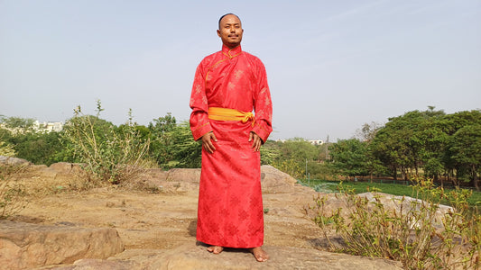 Long Layman Brocade Fabric Buddhist Meditation Robe,Buddhist Monk Robe,Monastery Style  Dress,Monk Costume,Temple clothing,Spiritual Dress