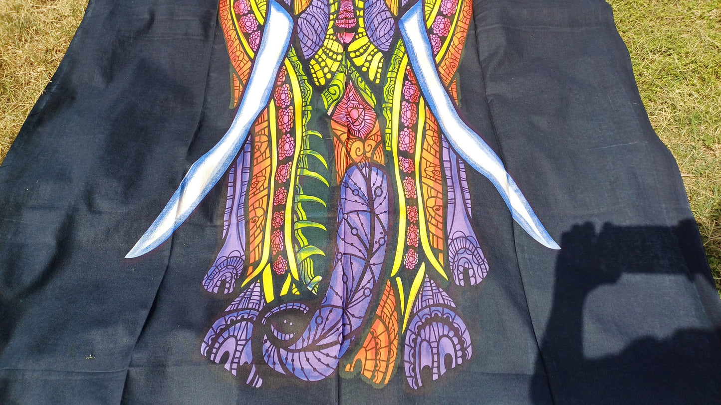 100% Cotton Mulit-Color Hand Printed Tie Dye Wall Hanging Elephant Tapestry,Spiritual Meditation Wild Tapestry,Nature Art,Elephan decor