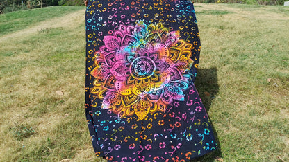 Natural Multi-Color Tie-Dyed Handprinted Mandala Tapestry,Living Room Decor,Spiritual Wall Hanging,Zen Meditation Wall Art,Gypsy Beachthrow
