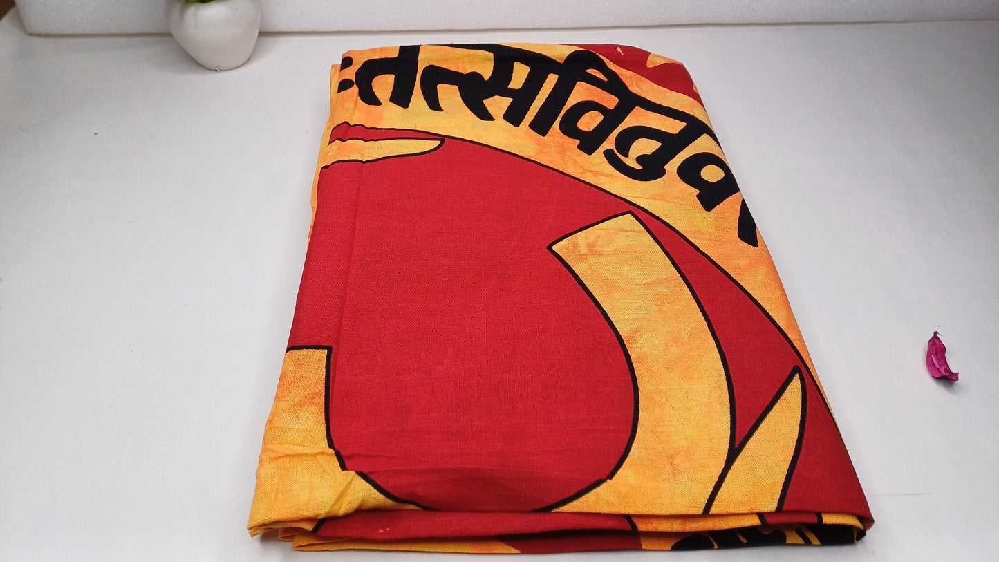 OM Hindu Gayatri Mantra Natural Multi-ColorTie-Dyed Handprinted CottonTapestry,Spiritual Wall Hanging,Zen Meditation,Celestial Yoga Tapestry