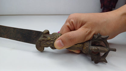 Antique Rare Authentic Buddhist Iron Wisdom Fire Ceremonial Manjushri Sword,Sacred Buddhist Blade,Tantric Buddhist Knife,Buddhist Artifact
