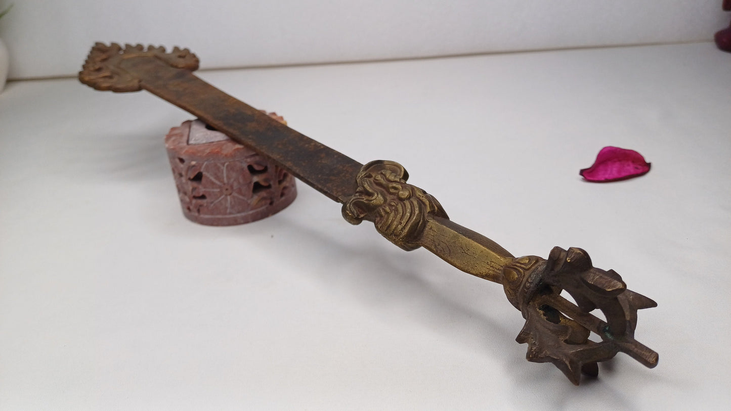 Antique Rare Authentic Buddhist Iron Wisdom Fire Ceremonial Manjushri Sword,Sacred Buddhist Blade,Tantric Buddhist Knife,Buddhist Artifact