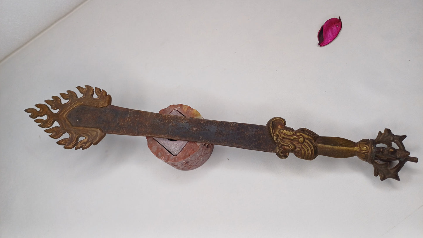 Antique Rare Authentic Buddhist Iron Wisdom Fire Ceremonial Manjushri Sword,Sacred Buddhist Blade,Tantric Buddhist Knife,Buddhist Artifact