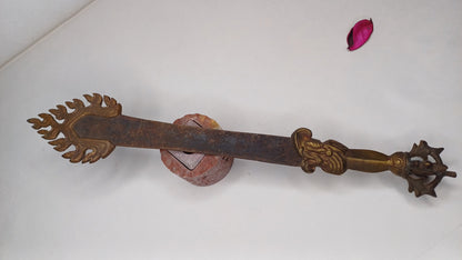 Antique Rare Authentic Buddhist Iron Wisdom Fire Ceremonial Manjushri Sword,Sacred Buddhist Blade,Tantric Buddhist Knife,Buddhist Artifact