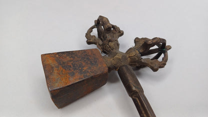 Antique Rare Authentic Gandhara Art Handmade Tibetan Buddhist Ritual Implement-Vajra Hammer,Sacred Buddhist Tantric Hammer,Buddhist Artifact