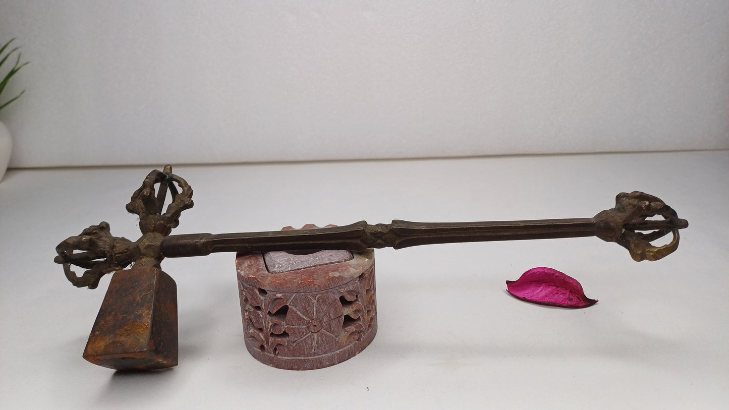Antique Rare Authentic Gandhara Art Handmade Tibetan Buddhist Ritual Implement-Vajra Hammer,Sacred Buddhist Tantric Hammer,Buddhist Artifact