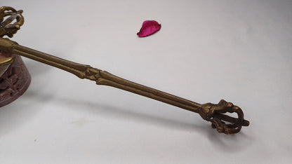 Antique Rare Authentic Handmade Tibetan Buddhist Ritual Brass Prashu Vajra Dorje Axe,Sacred Tibetan Tantric  Ceremonial  Weapon Blade