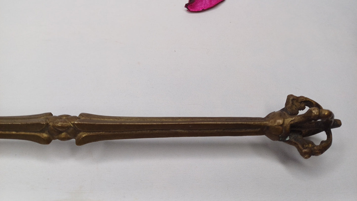 Antique Rare Authentic Handmade Tibetan Buddhist Ritual Brass Prashu Vajra Dorje Axe,Sacred Tibetan Tantric  Ceremonial  Weapon Blade