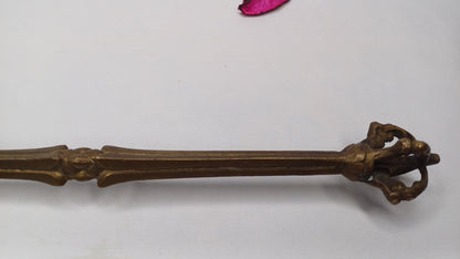 Antique Rare Authentic Handmade Tibetan Buddhist Ritual Brass Prashu Vajra Dorje Axe,Sacred Tibetan Tantric  Ceremonial  Weapon Blade