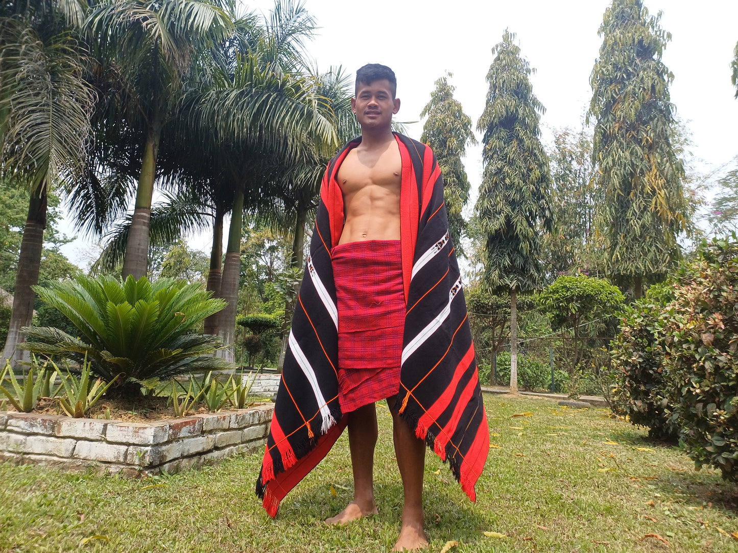 Large Thick Handwoven Black And Red Naga Tribe Traditional Blanket,Ethnic Sofa Throw,Native Indian Cloth,Naga Tribes Shawl,Tribal Wall Decor