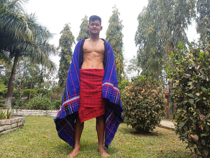 Large Thick Handwoven Black And Blue Naga Tribe Traditional Blanket,Ethnic Sofa Throw,Native Indian Cloth,Naga Tribe Shawl,Tribal Wall Decor