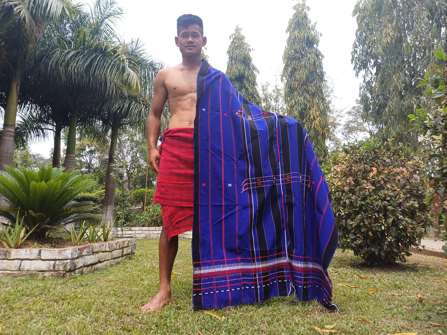 Large Thick Handwoven Black And Blue Naga Tribe Traditional Blanket,Ethnic Sofa Throw,Native Indian Cloth,Naga Tribe Shawl,Tribal Wall Decor
