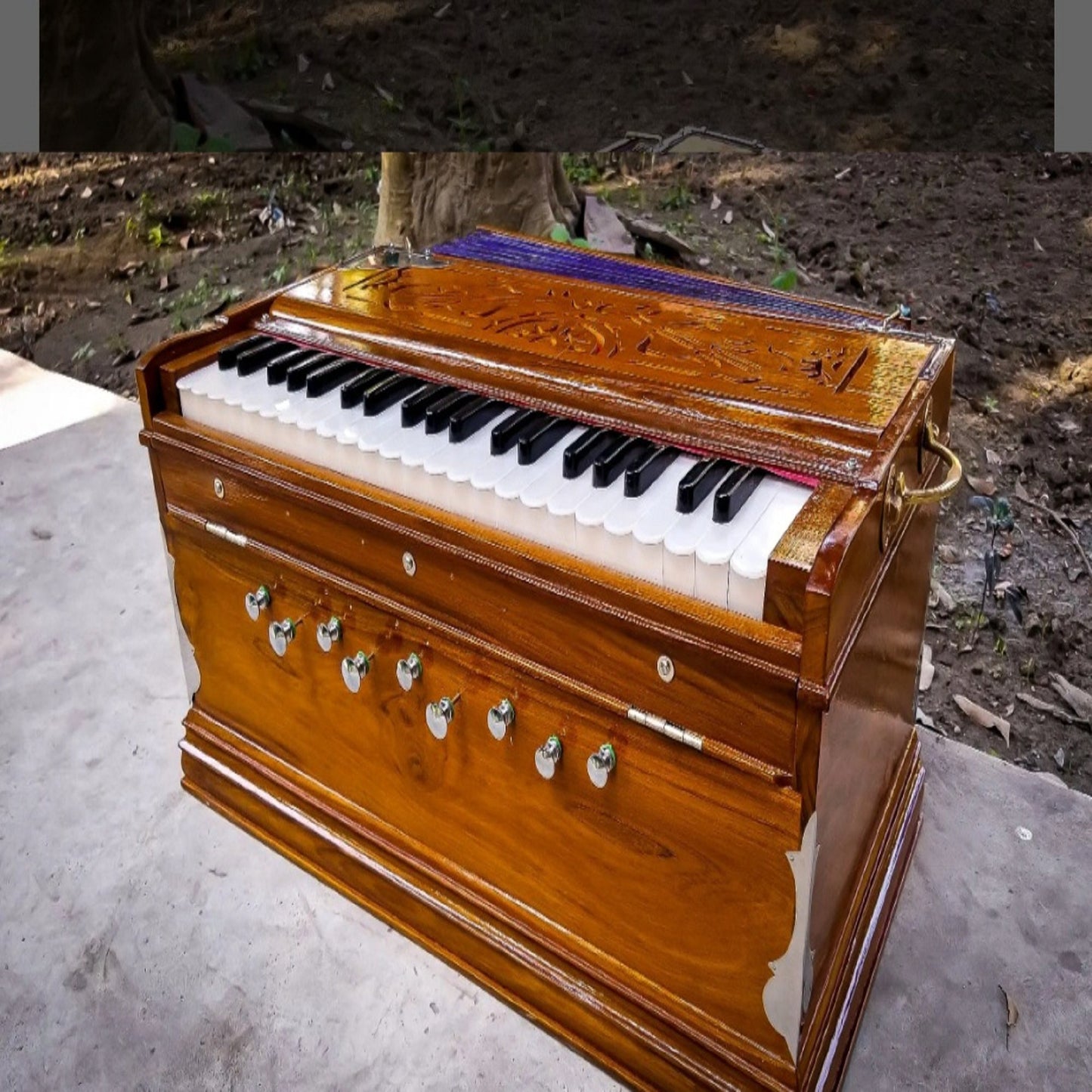 Professional Premium Scale Changer 3 Line 9 Scale Stopper 42 Keys 3.25 Octaves Coupler Teakwood Body Harmonium,Spiritual Kirtan Harmonium