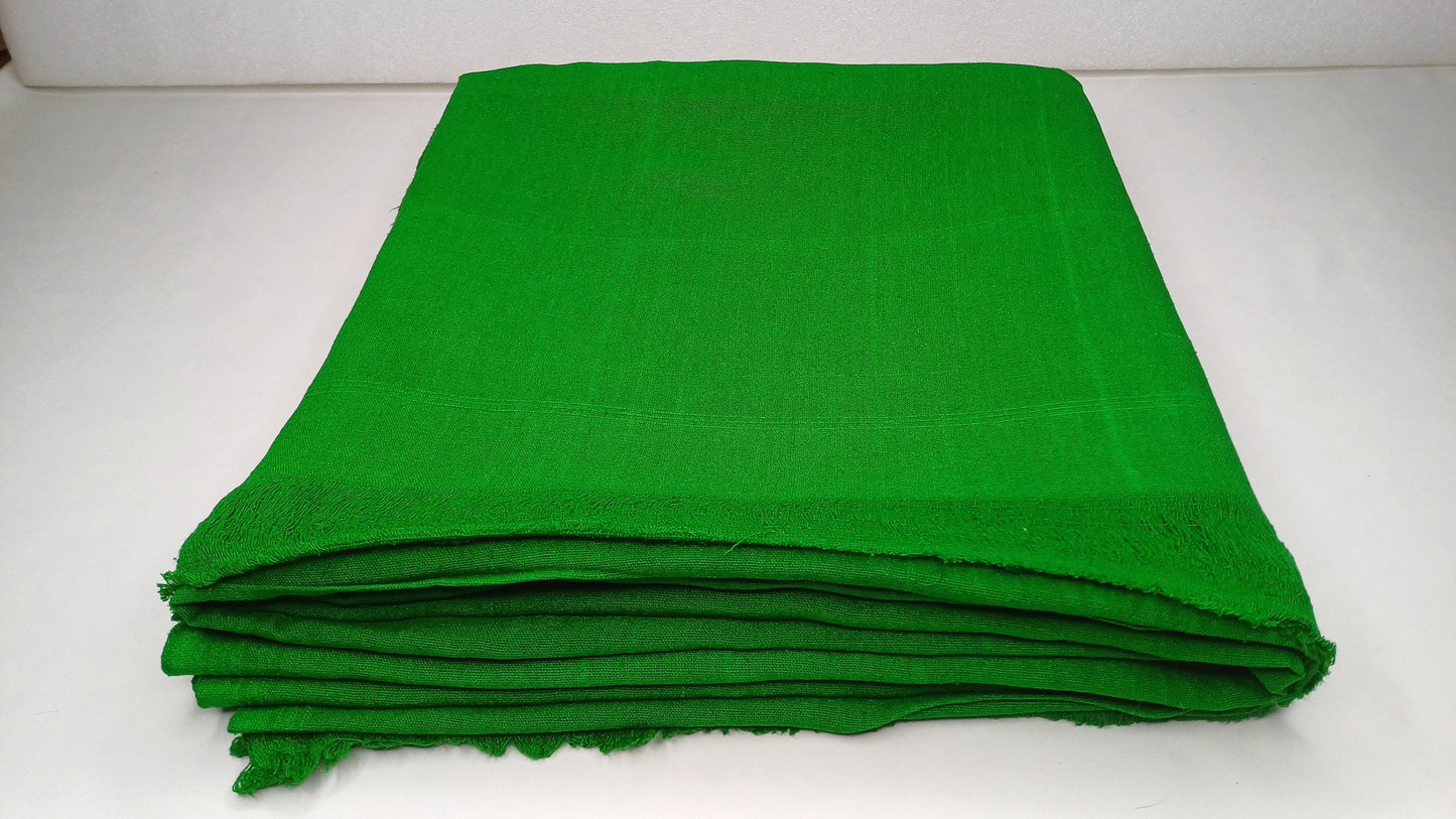 Large Traditional Handwoven GREEN Tibetan Buddhist Raw Eri Silk Meditation Shawl,Buddhist Silk Shawl,Tantric Meditation Wrap,Lama Silk Zen