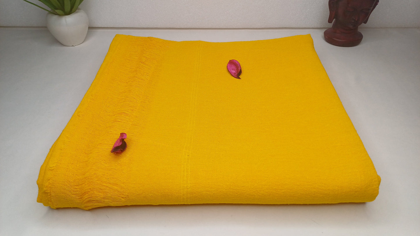 AHIMSA X-Large Traditional Handwoven Yellow Tibetan Buddhist Tantrik Raw Eri Silk Meditation Shawl,Buddhist Silk Zen,Peace Silk Prayer Wrap