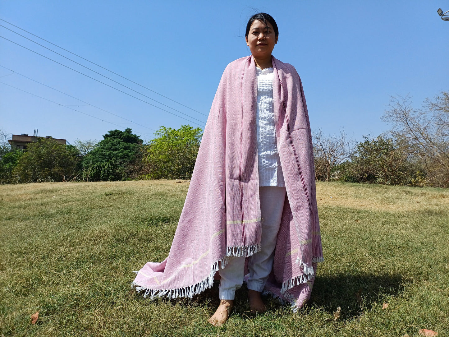 100 % Cotton Premium Handwoven Thick Iyengar Yoga Blanket,Mediation blanket,Organic Pune blanket,Blanket for Restorative Yoga,Khadi Throw