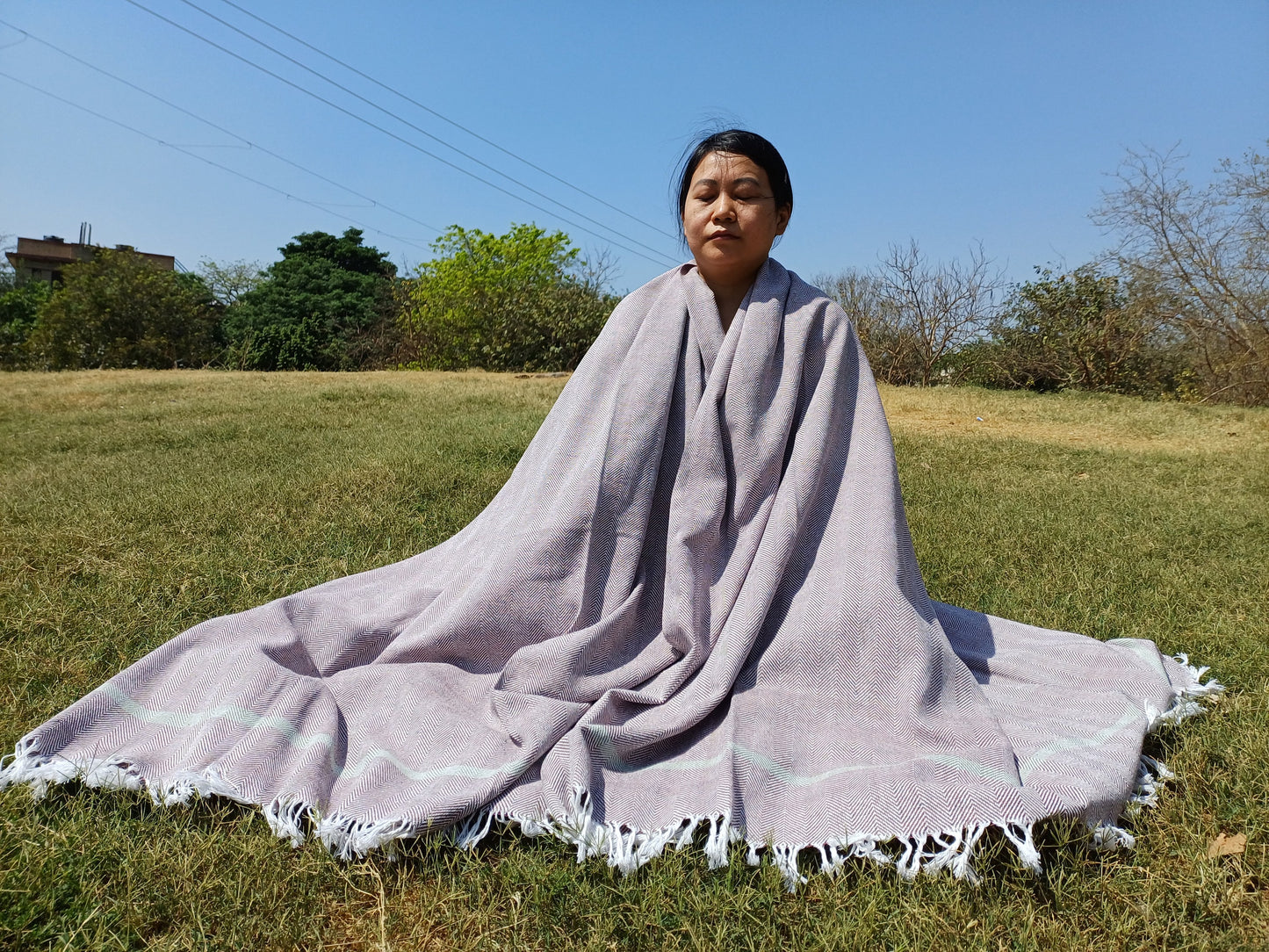100 % Cotton Premium Handwoven Thick Iyengar Yoga Blanket,Mediation blanket,Organic Pune blanket,Blanket for Restorative Yoga,Khadi Throw