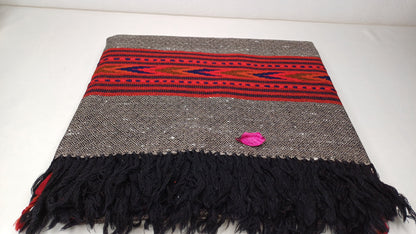 BHOLENATH Handwoven Dark Grey Pure Himalayan Yak Wool Prayer Shawl,Yak Wool Meditation Shawl,Ethnic Indian Yak Wool Scarf,Himalayan Yak Wrap