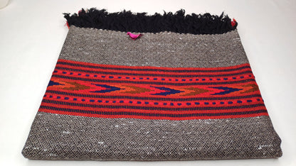 BHOLENATH Handwoven Dark Grey Pure Himalayan Yak Wool Prayer Shawl,Yak Wool Meditation Shawl,Ethnic Indian Yak Wool Scarf,Himalayan Yak Wrap