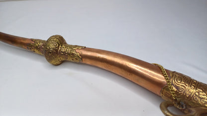 Vintage Rare Tibetan Buddhism Ritual Instrument Copper Trumpet,Sacred Buddhist Tibetan Figural Dragon Head Ceremonial Horn,Buddhist Artifact