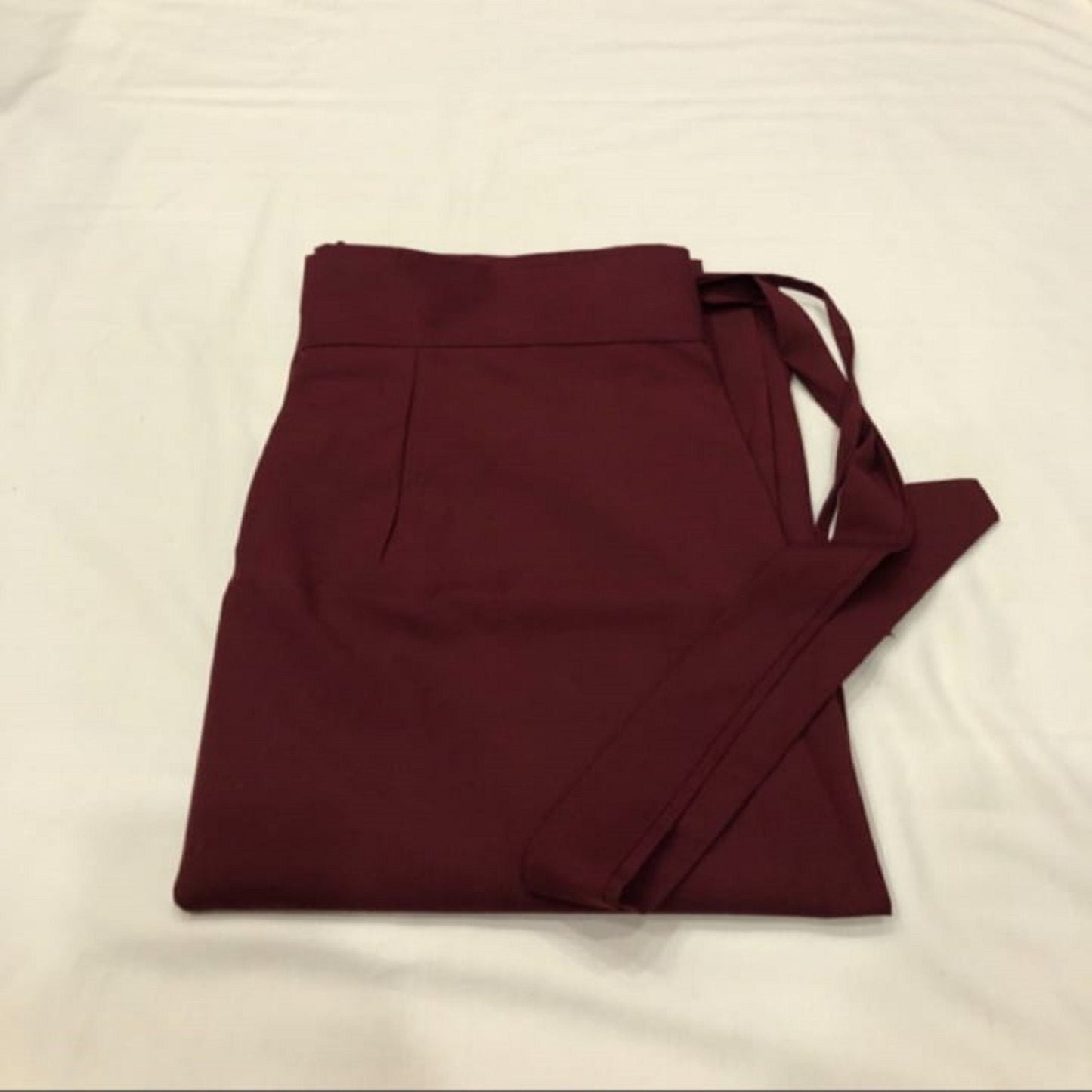 Layman Unisex Dark Maroon Tibetan Buddhist Meditation Skirt,Half Chuba Wrap-Around Cotton Meditation Cloth,Monastry Style Lower Robe