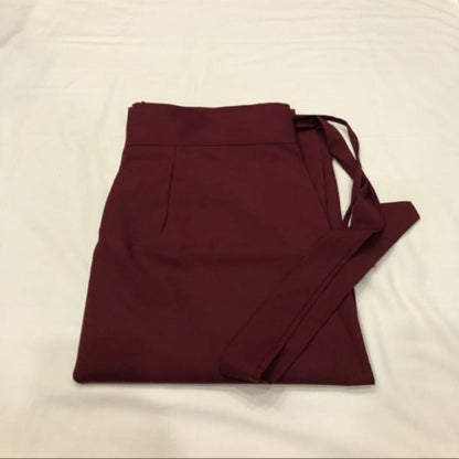 Layman Unisex Dark Maroon Tibetan Buddhist Meditation Skirt,Half Chuba Wrap-Around Cotton Meditation Cloth,Monastry Style Lower Robe