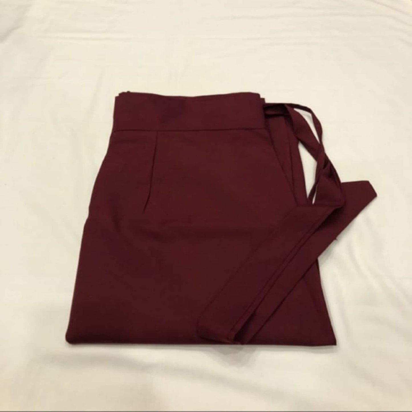 Layman Unisex Burgundy Tibetan Buddhist Meditation Skirt,Half Chuba Wrap-Around Cotton Meditation Cloth,Monastry Style Spiritual Lower Robe