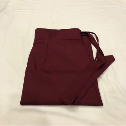 Layman Unisex Burgundy Tibetan Buddhist Meditation Skirt,Half Chuba Wrap-Around Cotton Meditation Cloth,Monastry Style Spiritual Lower Robe