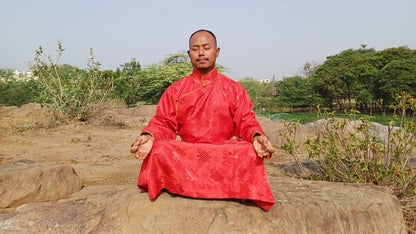 Long Layman Brocade Fabric Buddhist Meditation Robe,Buddhist Monk Robe,Monastery Style  Dress,Monk Costume,Temple clothing,Spiritual Dress