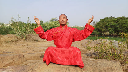 Long Layman Brocade Fabric Buddhist Meditation Robe,Buddhist Monk Robe,Monastery Style  Dress,Monk Costume,Temple clothing,Spiritual Dress