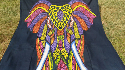 100% Cotton Mulit-Color Hand Printed Tie Dye Wall Hanging Elephant Tapestry,Spiritual Meditation Wild Tapestry,Nature Art,Elephan decor