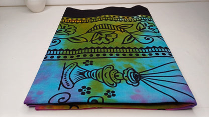 Natural Multi-Color Hindu God Lord Ganesh Tie-Dye Handprinted Cotton Cloth Wall Tapestry,Spiritual Wall Hanging,Zen Yoga Meditation Tapestry