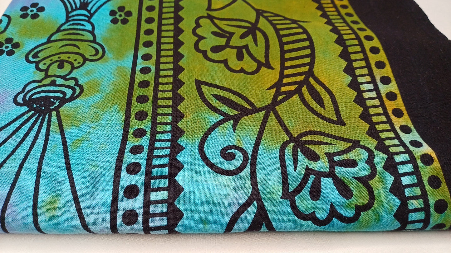 Natural Multi-Color Hindu God Lord Ganesh Tie-Dye Handprinted Cotton Cloth Wall Tapestry,Spiritual Wall Hanging,Zen Yoga Meditation Tapestry