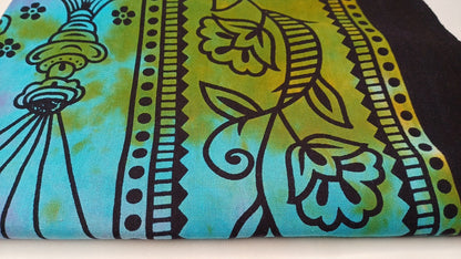 Natural Multi-Color Hindu God Lord Ganesh Tie-Dye Handprinted Cotton Cloth Wall Tapestry,Spiritual Wall Hanging,Zen Yoga Meditation Tapestry