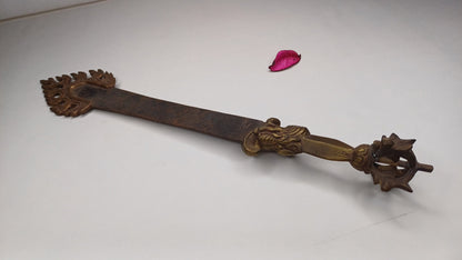 Antique Rare Authentic Buddhist Iron Wisdom Fire Ceremonial Manjushri Sword,Sacred Buddhist Blade,Tantric Buddhist Knife,Buddhist Artifact
